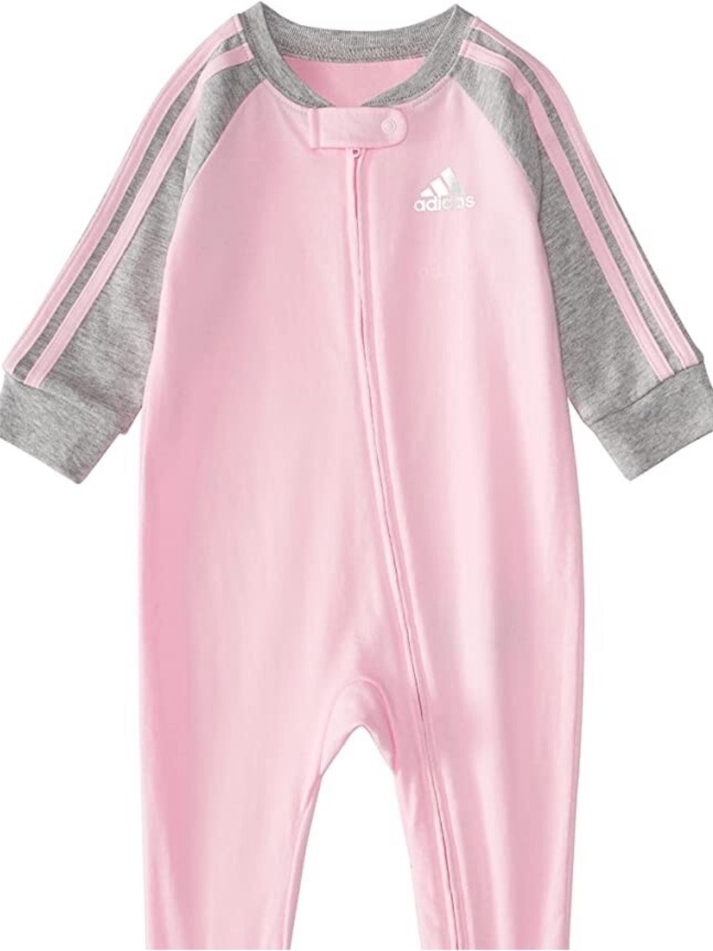 adidas Pink and Gray Footed Baby One-Piece- 6m